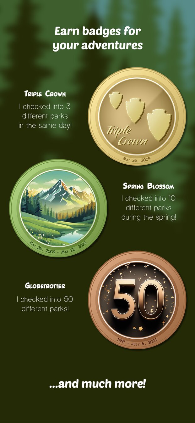 App screenshot: Earn badges for your adventures